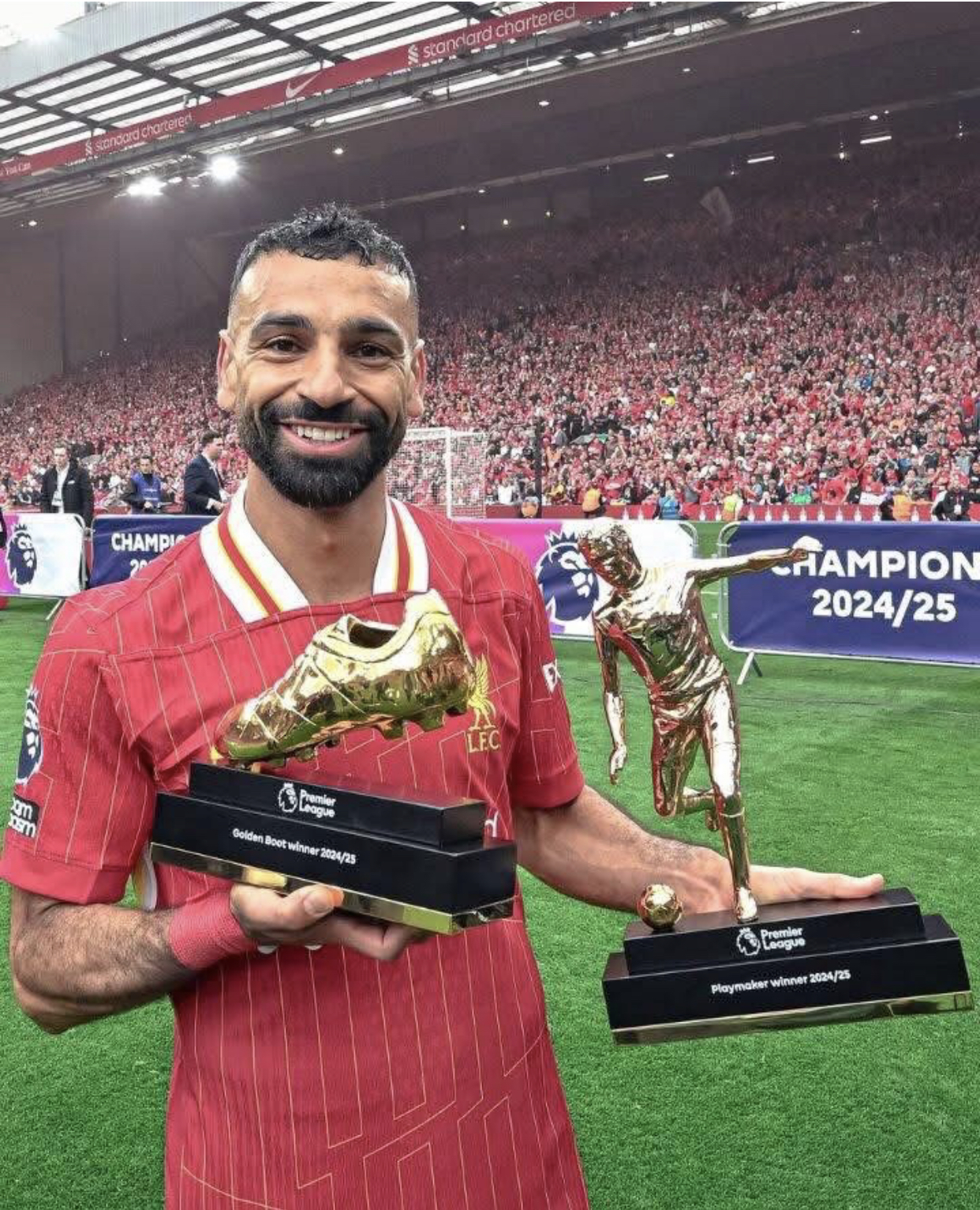 Salah broke the 30-year Premier League record on Sunday with his 47th goal in a single season.