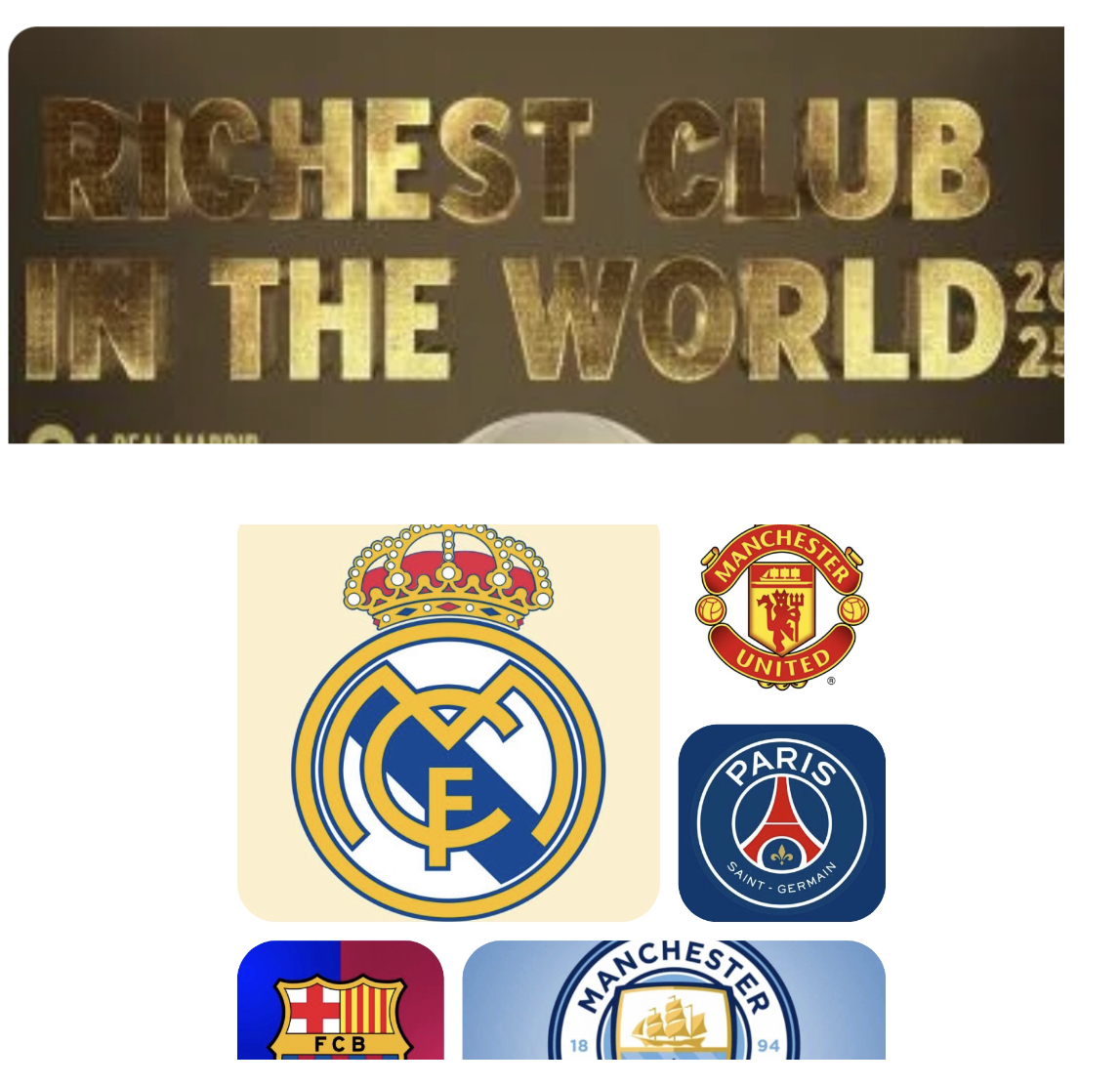 Top 10 Richest team in the world with their market value